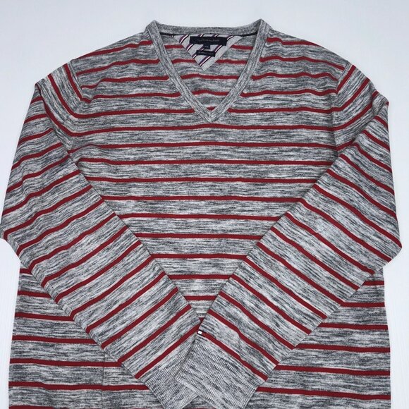 TOMMY HILFIGER striped v-neck knit sweater XXL - Picture 2 of 2